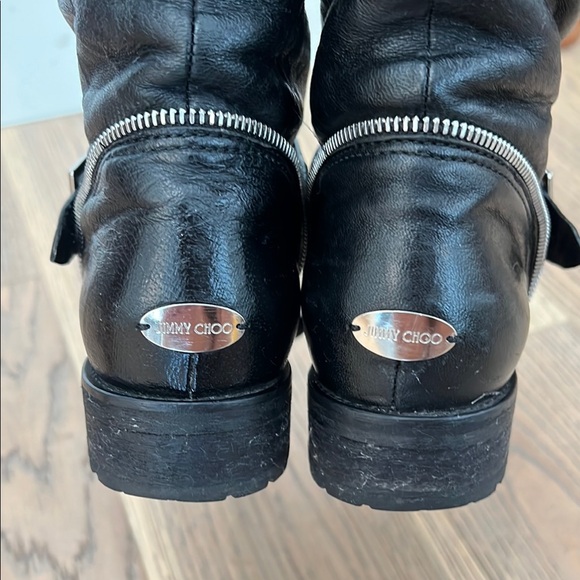 Jimmy Choo Black Leather Biker Boots - Picture 10 of 13